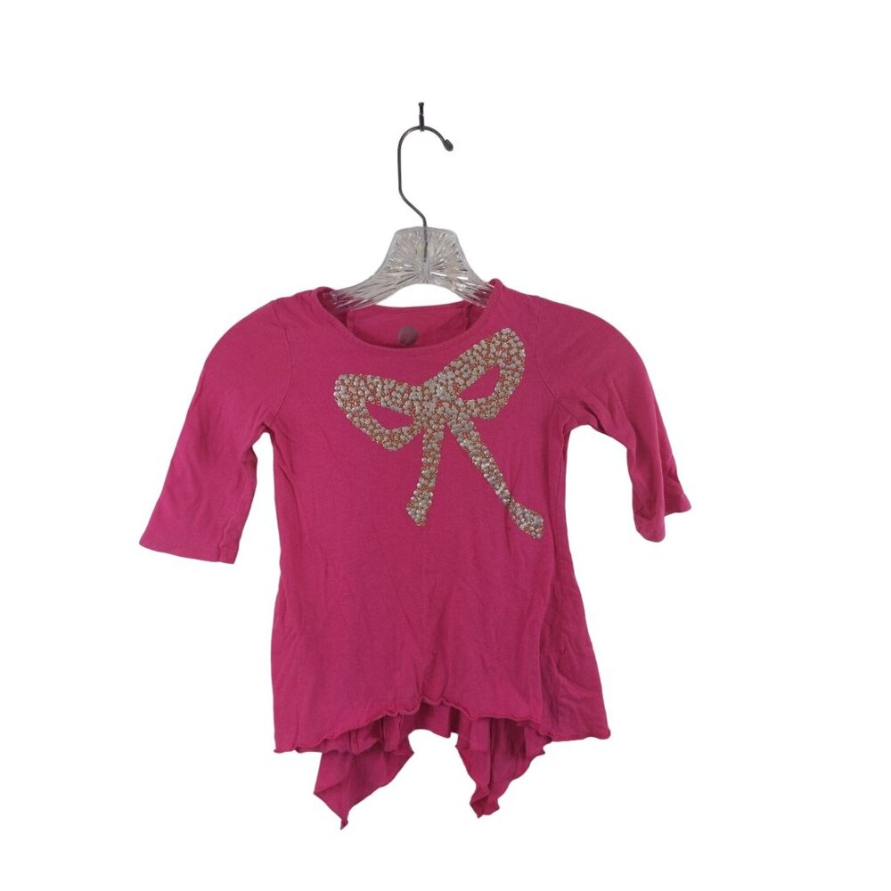 Total Gold Pink Size Small 6/7 Cotton Blend Bow Top/shirt 36e - Picture 5 of 7